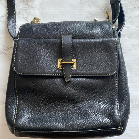 Fossil Bags Vintage Fossil Black Leather Crossbody Organizer Bag